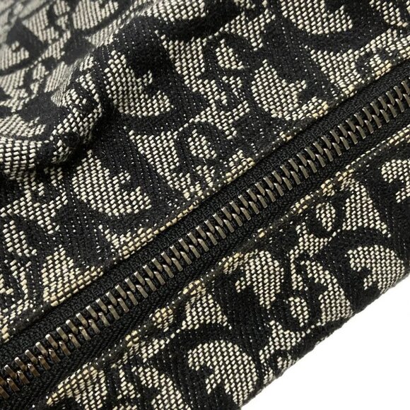 Auth DIOR/ChristianDior Trotteur Black Cream Jacquard Leather Handbag - Picture 13 of 16